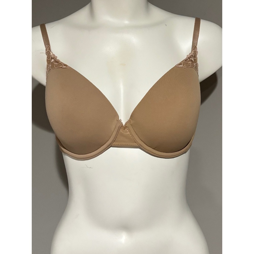 Vassarette Tan Nude Lace Trim Underwire T-Shirt Bra 38C Style 75-230